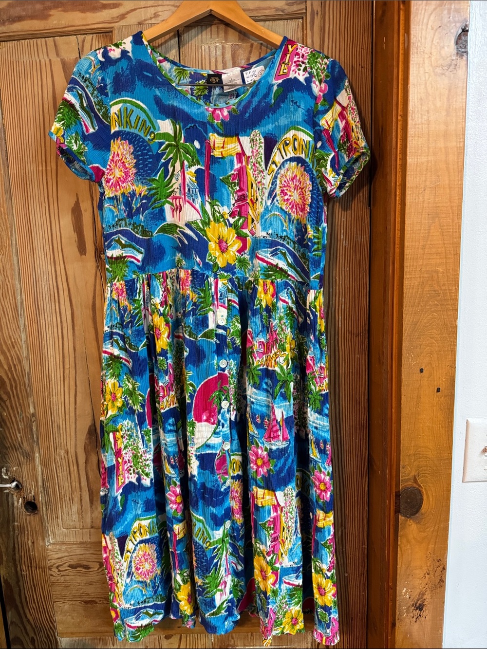 Small Bila Blue Tropical Floral Casual Dress
